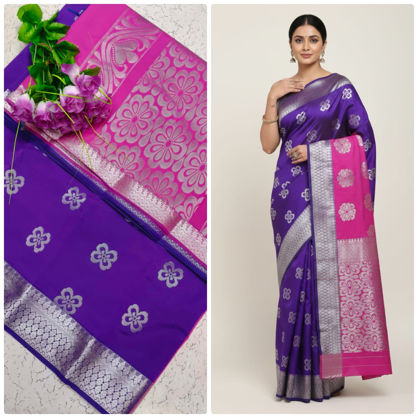 Kotta Cotton Silk Saree Purple
